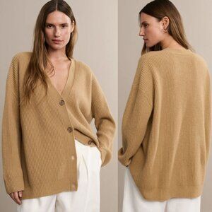 Jenni Kayne Cocoon Cardigan Camel Brown 100% Cashmere Oversized Boxy Size XXS